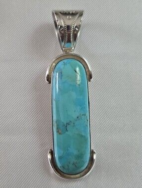 Mine Finds by Jay King Bright Turquoise Elongated Sterling Pendant